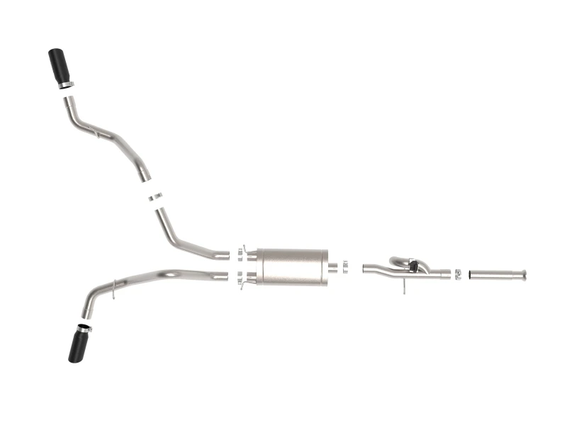 aFe Gemini XV 3-Zoll-304-Edelstahl-Cat-Back-Auspuff 09-18 GM Trucks V6-4.3/V8-4.8/5.3L mit schwarzen Endrohren