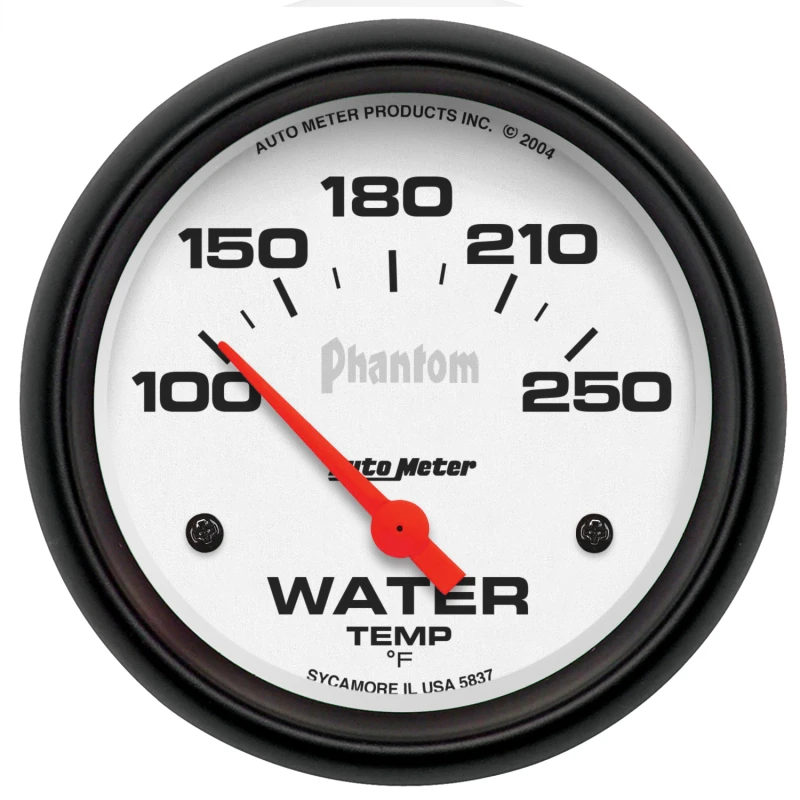 Autometer Phantom 66mm 100-250 Deg F Short Sweep Electonic Water Temperature Gauge