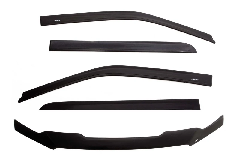 AVS 07-18 Jeep Wrangler Unlimited Ventvisor und Aeroskin Deflektor Combo Kit - Matt Schwarz
