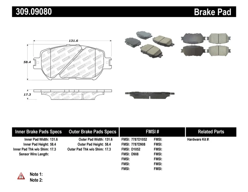stoptech_309.09080-6794ec8bbde01 StopTech Performance 06 Lexus GS / 09-10 IS Front Brake Pads