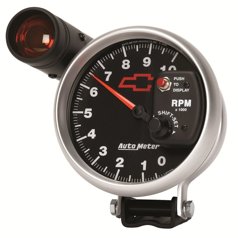 Autometer GM Bowtie Schwarz 5 Zoll 10000 U/min Sockel Electronic Tachometer mit externer Schaltpunkt-Leuchte