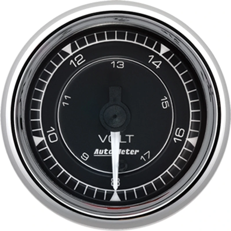 AutoMeter Chrono 2-1/16in 18V Digital Stepper Motor Voltmeter Gauge - Chrome
