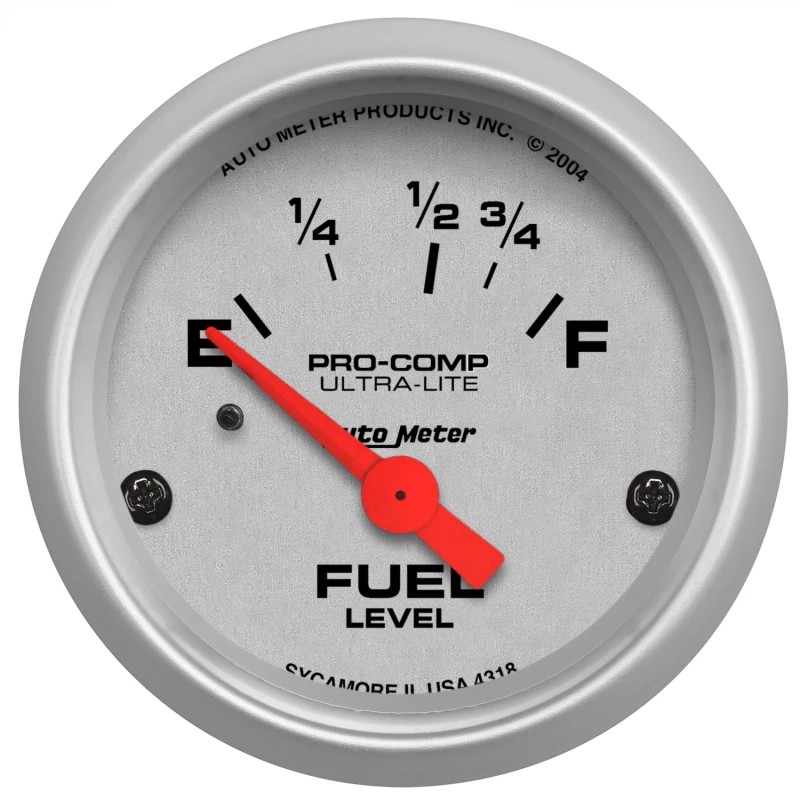 Autometer Ultra-Lite 52mm 16 OHMS Empty/158 OHMS Full Short Sweep Electronic Fuel Level Gauge