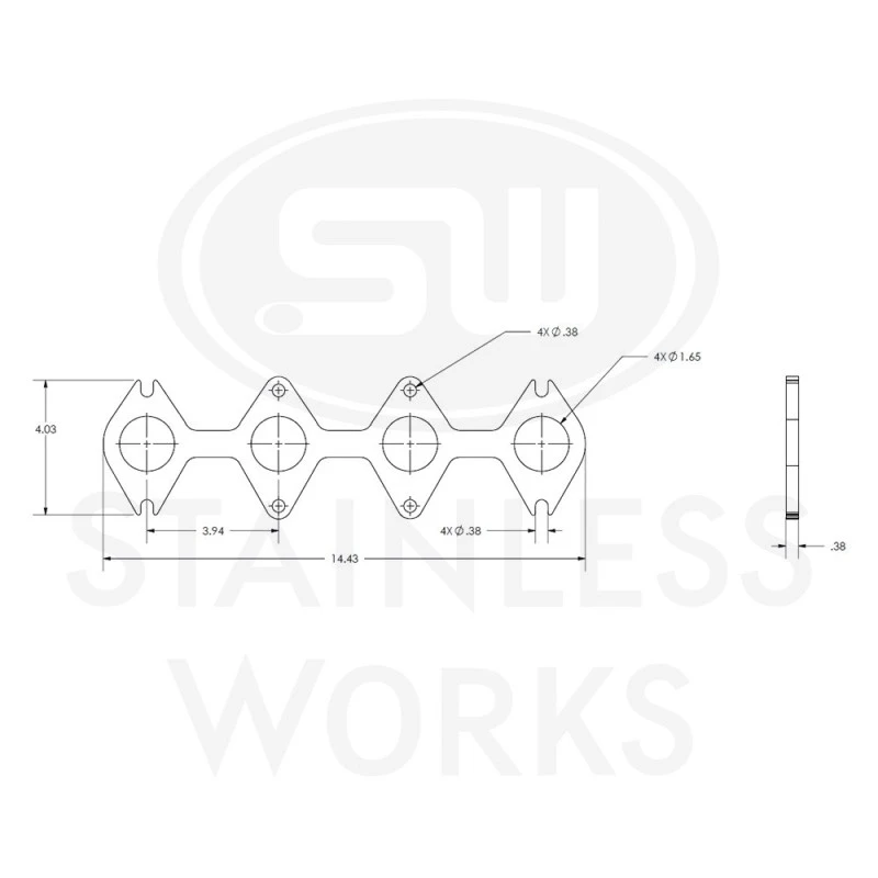 Stainless Works Small Block Ford 4.6L 3V Runder Port Header 304SS Auspuffflansche 1-5/8in Primaries