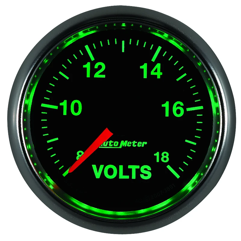 Autometer GS Series 2-1/16in Voltmeter 18V Electrical Gauge Full Sweep