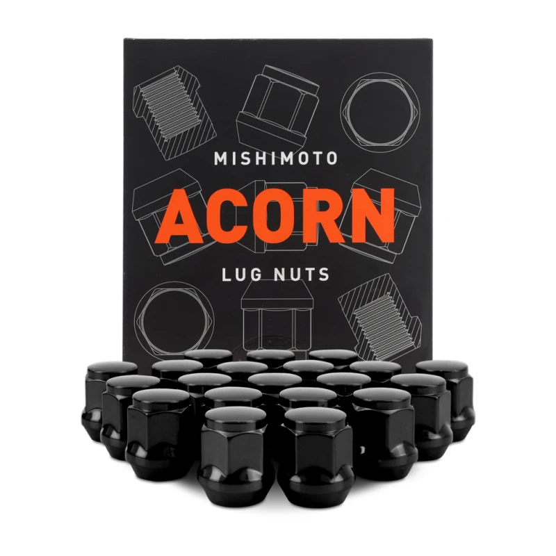 Mishimoto Stahl Acorn Radmuttern M12 x 1,5 - 20-teiliges Set - Schwarz