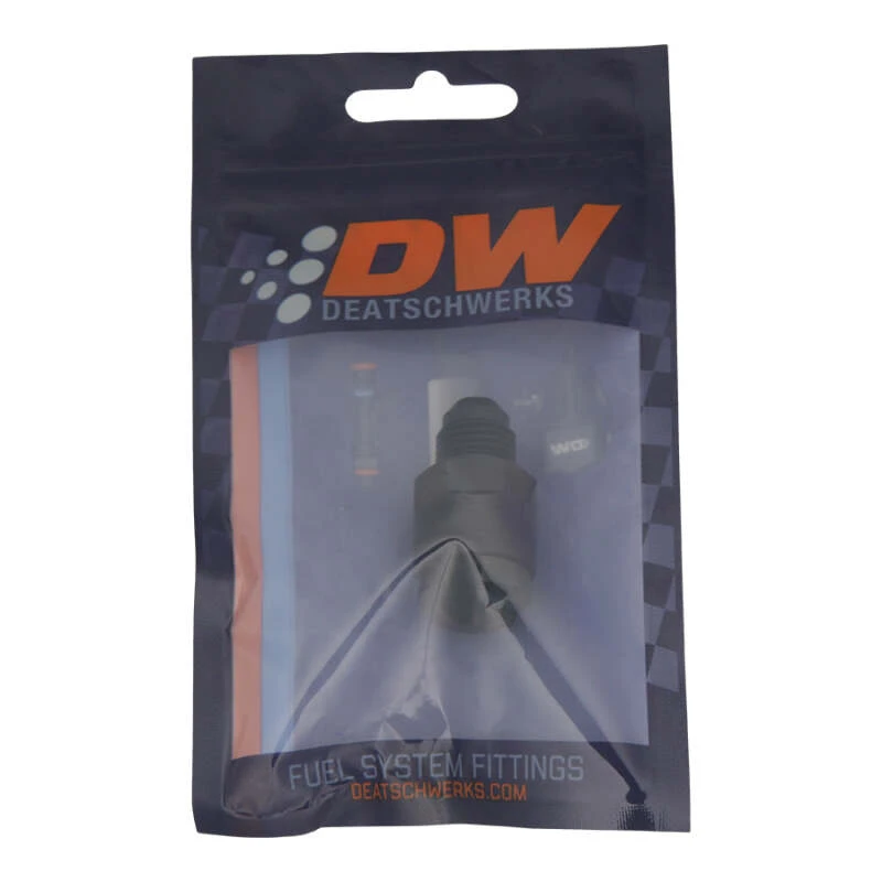 DeatschWerks 6AN-Masse-Flansch auf 1/4 Zoll weibliche EFI Quick Connect Adapter - Anodisiert Matt Schwarz