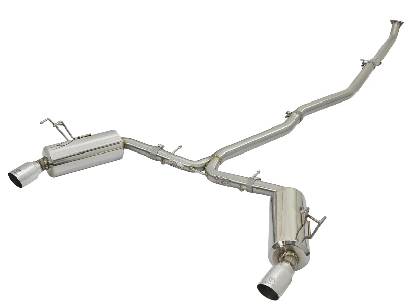 aFe POWER Takeda 16-17 Honda Civic I4-1.5L (t) 2.25-2.5in 304 SS CB Dual-Exit Auspuff Polierter Endschalldämpfer