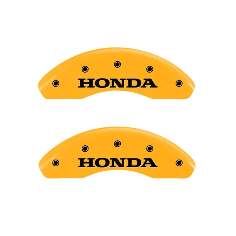 MGP Vorderseite 2 Bremssattel-Abdeckungen Graviert Vorne Honda Gelb Finish Schwarz ch