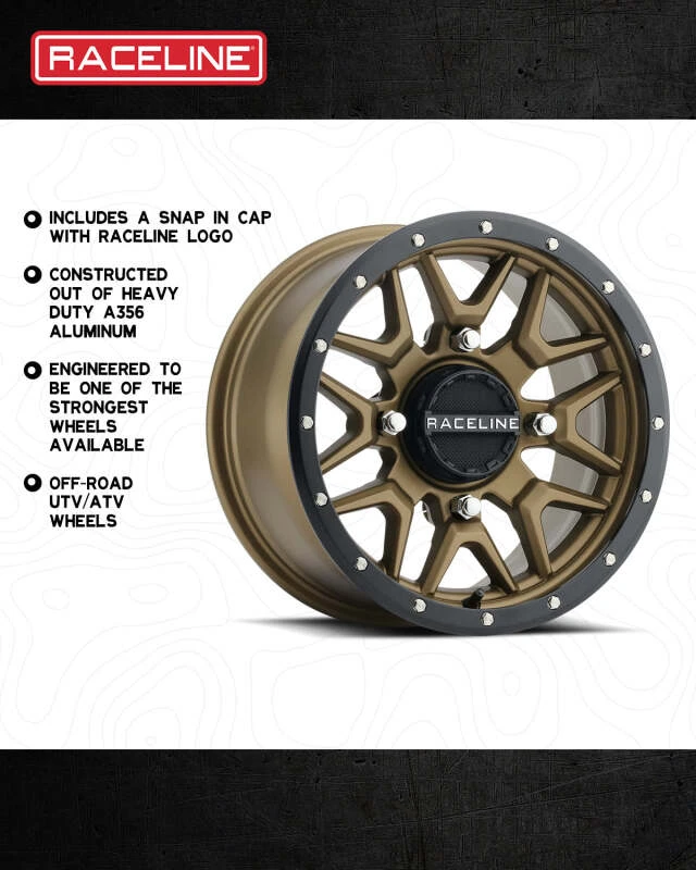 Raceline A94BZ Krank 14x7in / 4x156 BP / 10mm Offset / 132.5mm Bore - Bronze & Black Lip Wheel