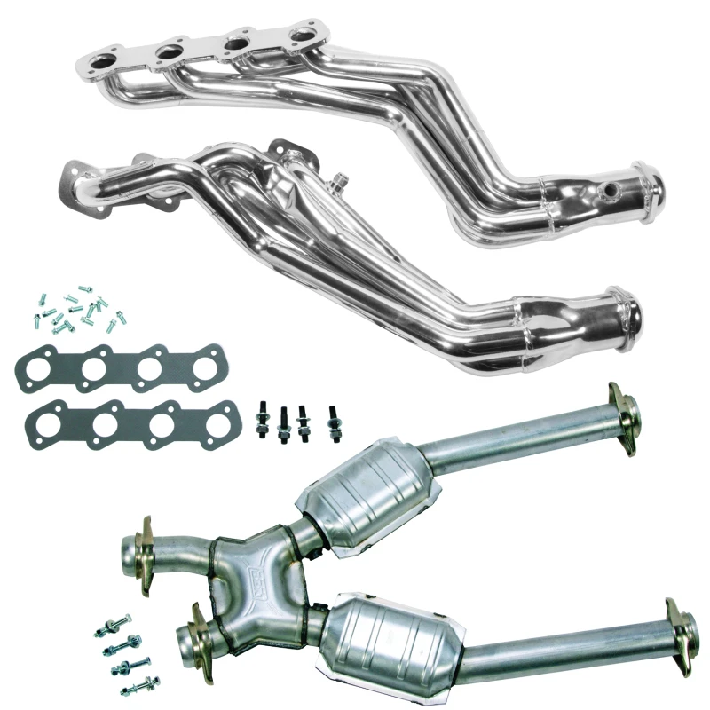 BBK 96-04 Ford Mustang 4.6L 2V (nur M/T) 1-5/8 Auspuffkrümmer mit Hochleistungs-Kat-X-Rohr (Silber-Keramik)
