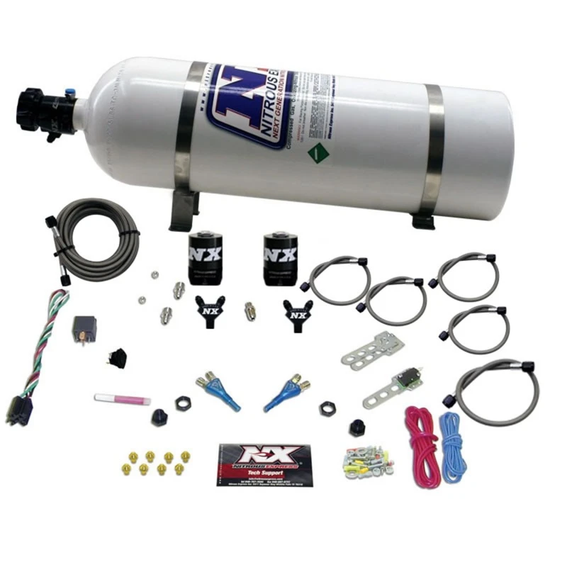 Nitrous Express Ford EFI Dual Nozzle Nitrous Kit (100-300PS) mit 15lb Flasche
