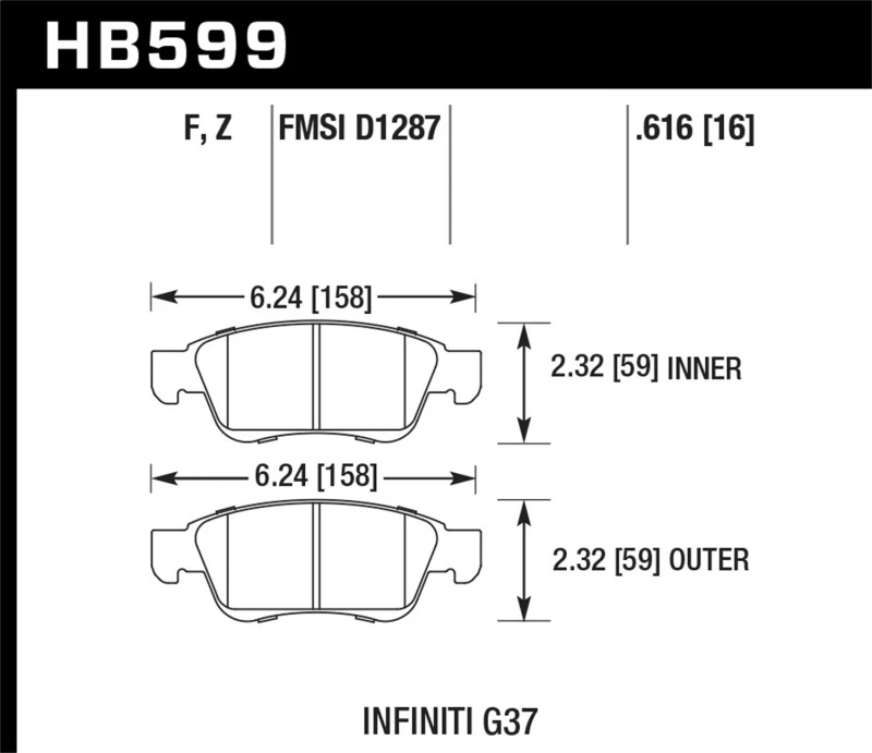 Hawk HPS 5.0 Front Brake Pads for 14-15 Infiniti Q60