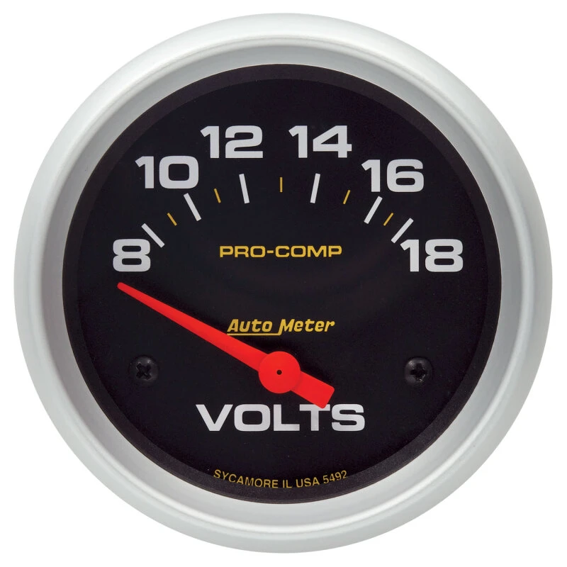 Autometer Pro Comp 8-18 Volts Short Sweep Electronic Voltmeter Gauge