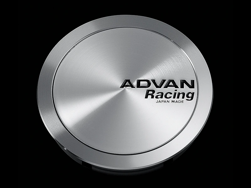 Advan 63mm Full Flat Center Cap - Platinum Silver w/ Black Letters