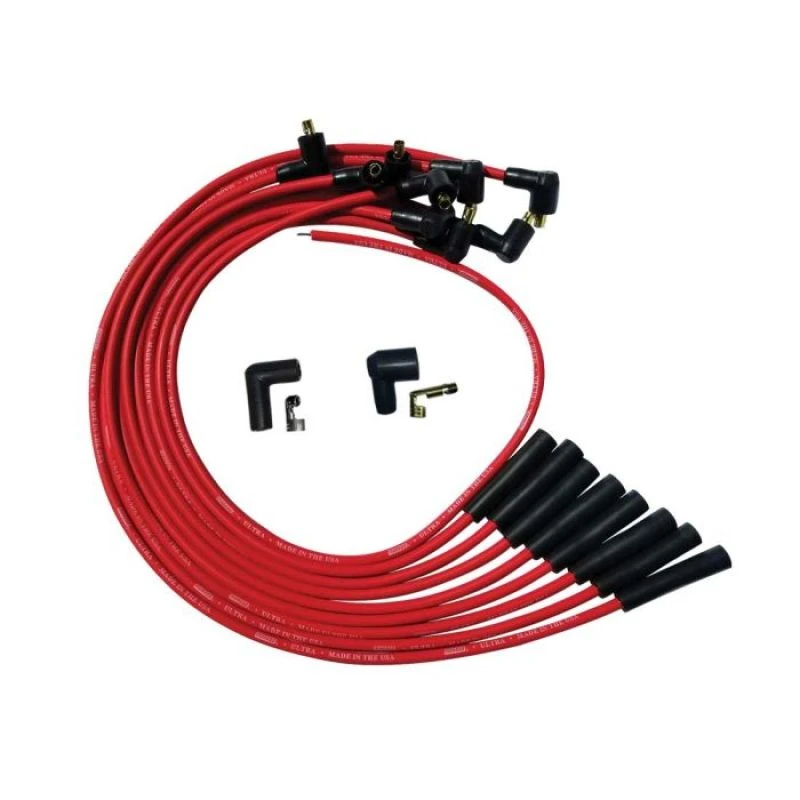 Moroso BBC Over Valve Cover Str Plug Boots Non-HEI Ultra Spark Plug Wire Set - Rot