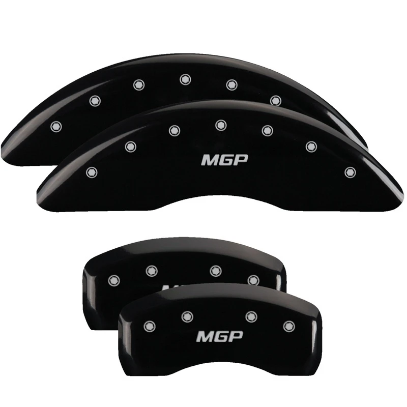 MGP 4 Bremse Caliper Abdeckungen Graviert Vorne & Hinten MGP Schwarz Finish Silber