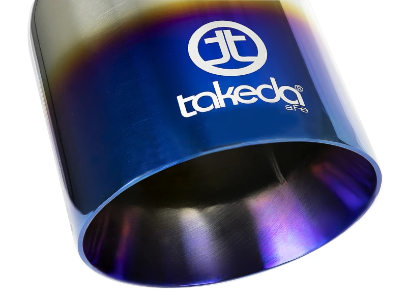 aFe Takeda 304 Edelstahl-Klemmschelle Auspuff-Endrohr 2,5 Zoll Einlass / 4 Zoll Auslass - Blaue Flamme