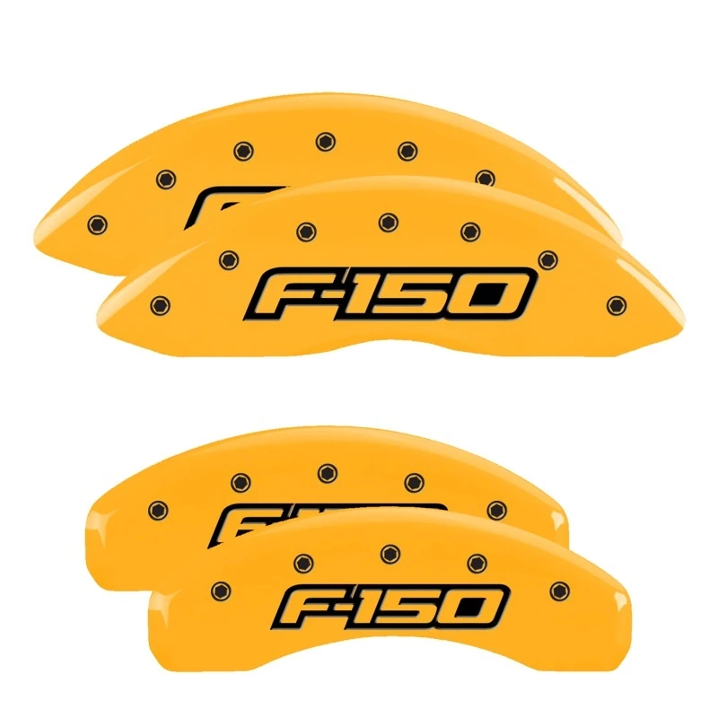 MGP 4 Bremssattel-Abdeckungen Graviert Vorne & Hinten Oval-Logo/Ford Gelb Finish Schwarz Char 2013 Ford F-150