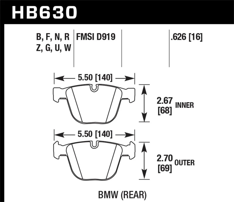 Hawk 04-10 BMW 535i/545i/550i / 04-10 645Ci/650i/02-09 745i/745Li/750 Perf Keramik-Straßen-Bremsbeläge