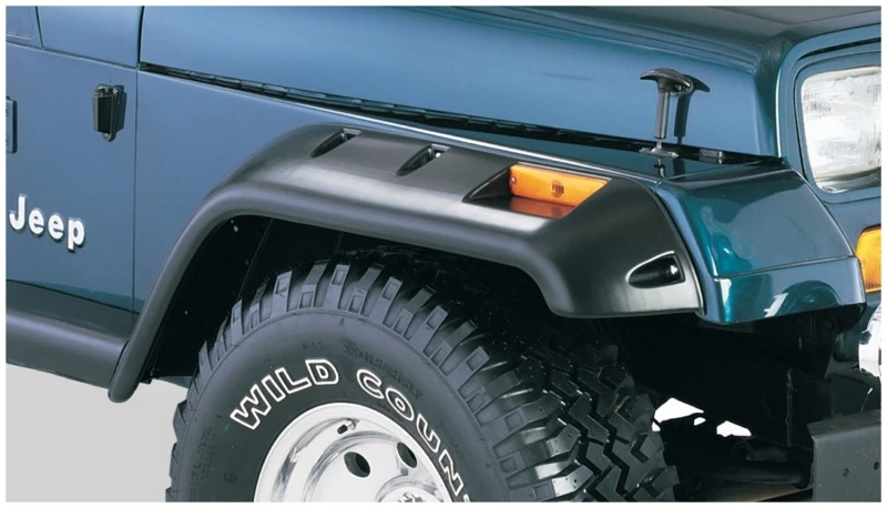Bushwacker 87-95 Jeep Wrangler Cutout-Stil-Flares 2-teilig, optional schneiden, nicht Renegade - Schwarz