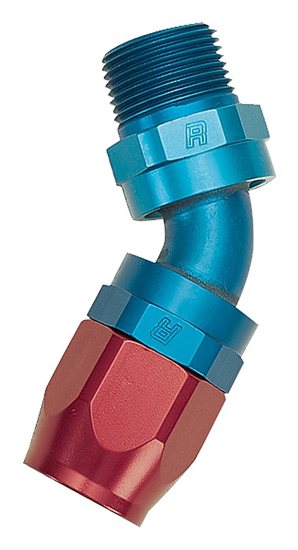 Russell Performance -6 AN Rot/Blau 45 Grad Full Flow Swivel Pipe Thread Schlauch-Endstück (Mit 1/4 Zoll NPT)
