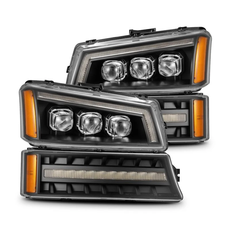 AlphaRex 03-06 Chevy Silverado 1500/2500HD/3500HD/Avalanche Schwarz NOVA LED Projektions-Scheinwerfer