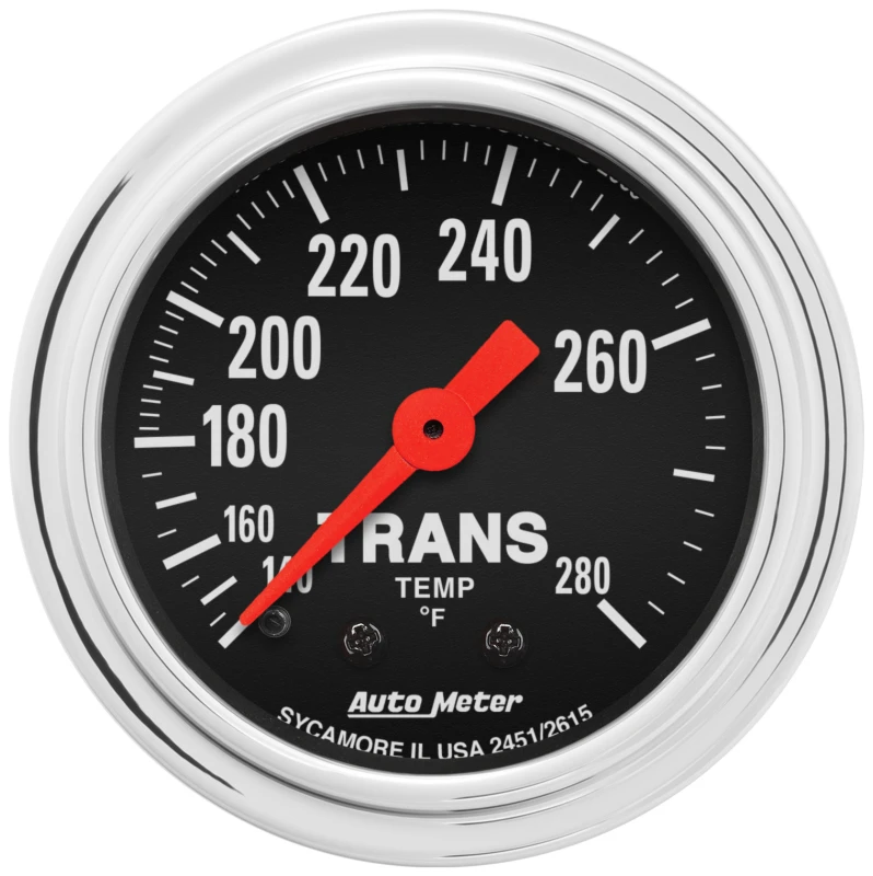 AutoMeter Gauge Trans Temp 2-1/16in. 140-280 Deg. F Mechanical 8ft. Traditional Chrome