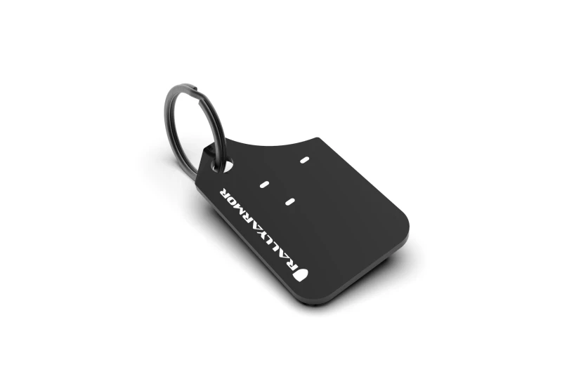 Rally Armor Mini UR Schlammflap Schlüsselanhänger - Schwarz mit weißem Logo