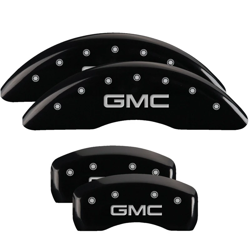 MGP 4 Bremse Caliper Abdeckungen Graviert Vorne & Hinten GMC Schwarz finish Silber ch