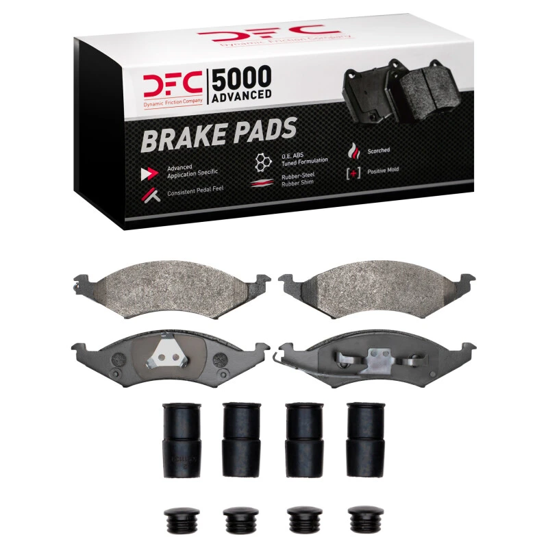 DFC 86-92 Ford Taurus (Excl SHO) Front 5000 Advanced Semi Metallic Brake Pads and Hardware Kit