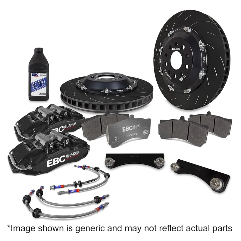 EBC Racing Volkswagen Polo GTI (AW) Black Apollo-6 Calipers 355mm Rotors Front Big Brake Kit