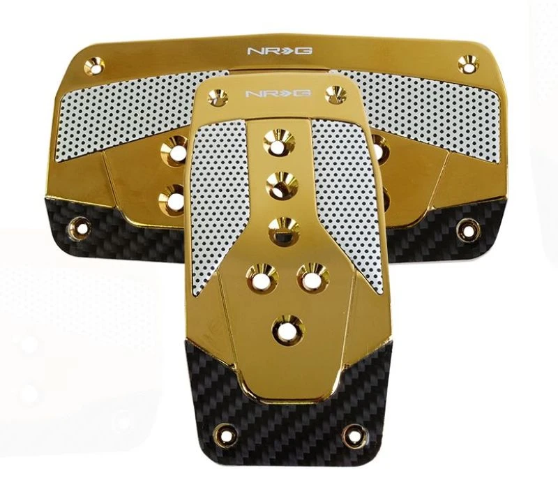 NRG Aluminum Sport Pedal A/T - Red with Chrome Gold Carbon