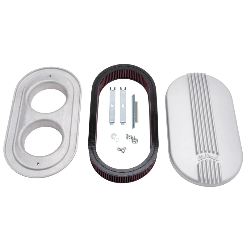 Edelbrock Luftfilter Classic Series Oval Aluminium 17,5 cm x 9,35 cm x 4,45 cm Doppelvergaser