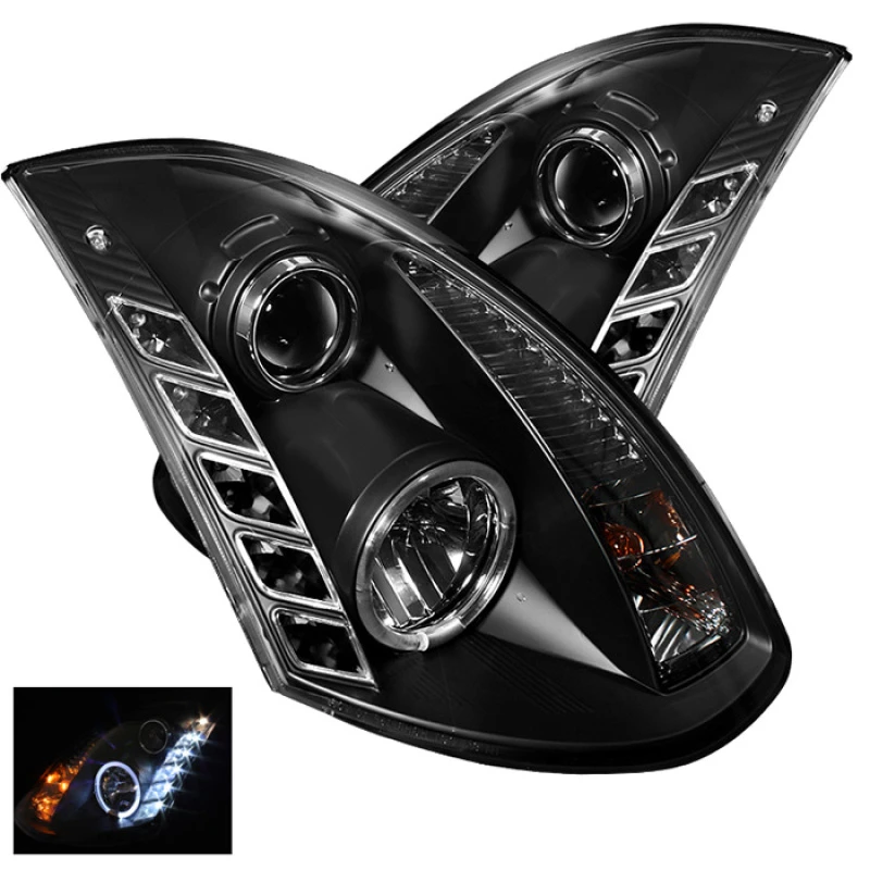 spyder_5011060-6794c059a2aa5 Spyder Infiniti G35 03-07 2DR Projector Halogen - LED Halo DRL Blk High H4 PRO-YD-IG35032D-DRL-BK