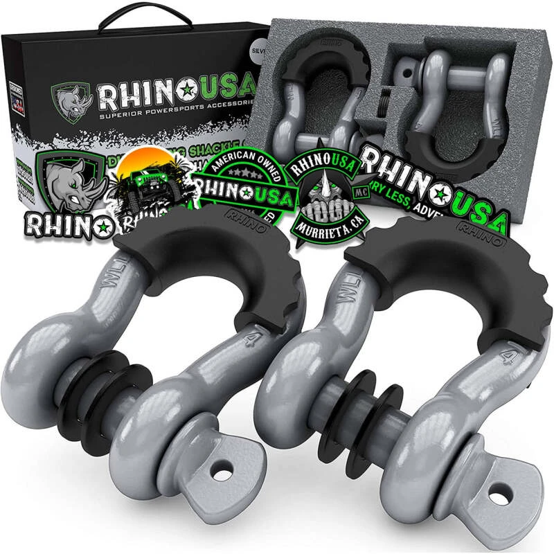 Rhino USA 3/4" D-Ring Schakelset (2-Pack) Grau