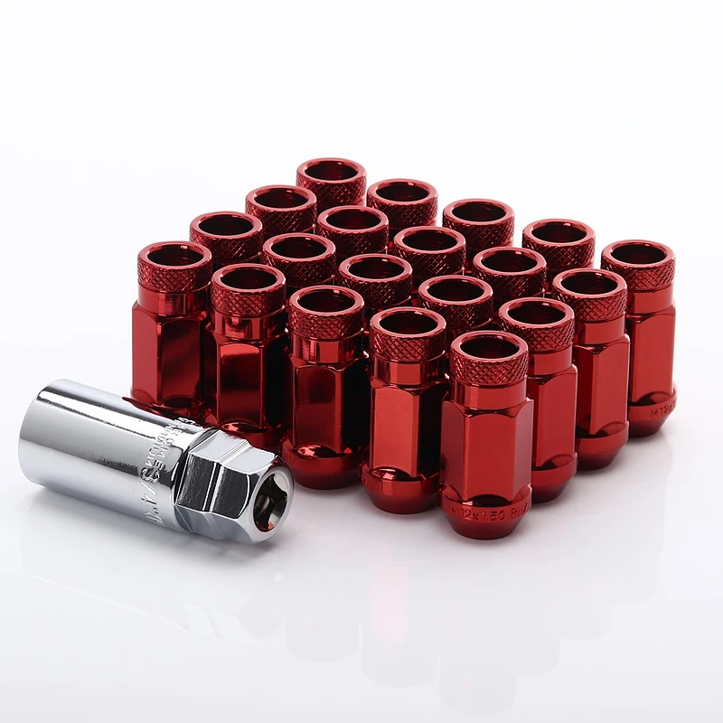 JR Stahl Lug Nuts Radmuttern für Honda, Mitsubishi, Toyota (M12x1.5) Rot offen