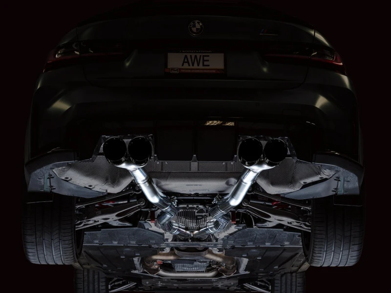 AWE Track Edition Catback Auspuff für BMW G8X M3/M4 - Diamant-Schwarz Spitzen