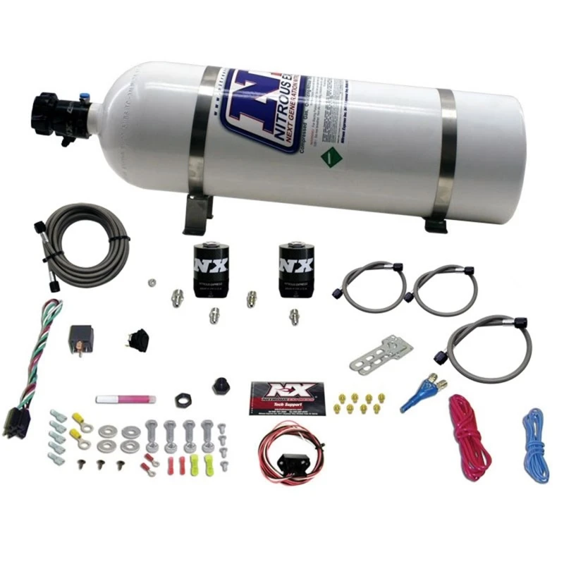 Nitrous Express Universelles Fly-By-Wire-Einzeldüsen-Nitrous-Kit mit 15lb-Flasche (inkl. TPS-Schalter)