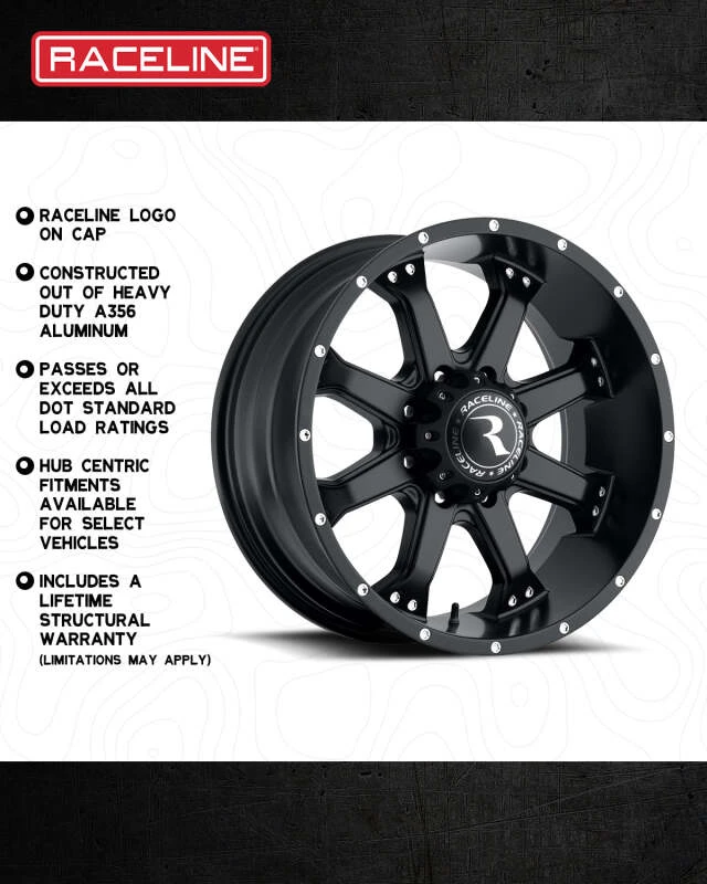 Raceline 991B Assault 17x9in / 8x165.1 BP / -12mm Offset / 125.2mm Bore - Satin Black Wheel