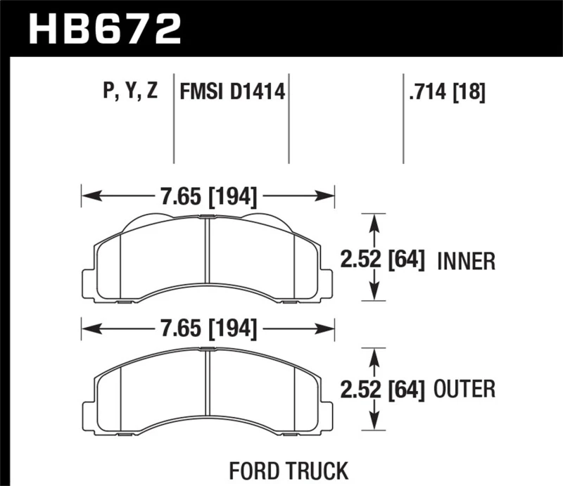 Hawk 10-14 / 17-20 Ford F-150 Vordere DTC-70 Bremsbeläge
