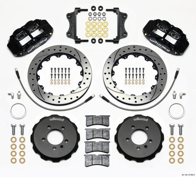 Wilwood Narrow Superlite 6R Vordere Hut Kit 12,88 Zoll gebohrt 06-12 Volkswagen GTI mit Leitungen