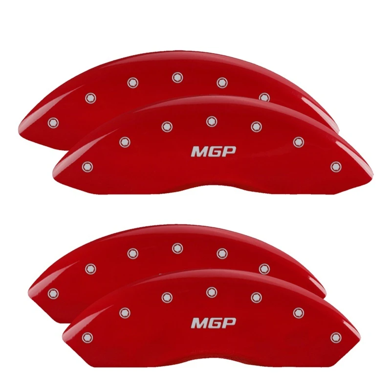 MGP 4 Bremse Caliper Abdeckungen Graviert Vorne & Hinten MGP Rot Finish Silber Char 2014 Chevrolet Express 2500