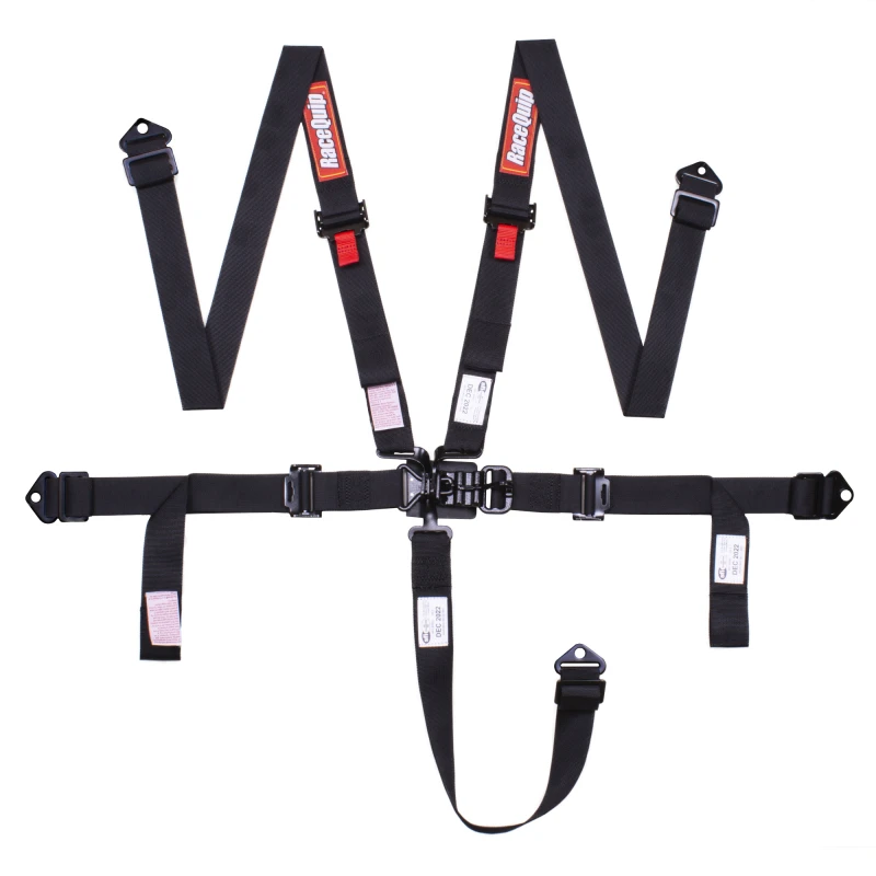 RaceQuip Latch & Link 5-Punkt-Autosport 2-Zoll-Sicherheitsgurt-Set / SFI 16.1 Sitzgurt-Set / Schwarz