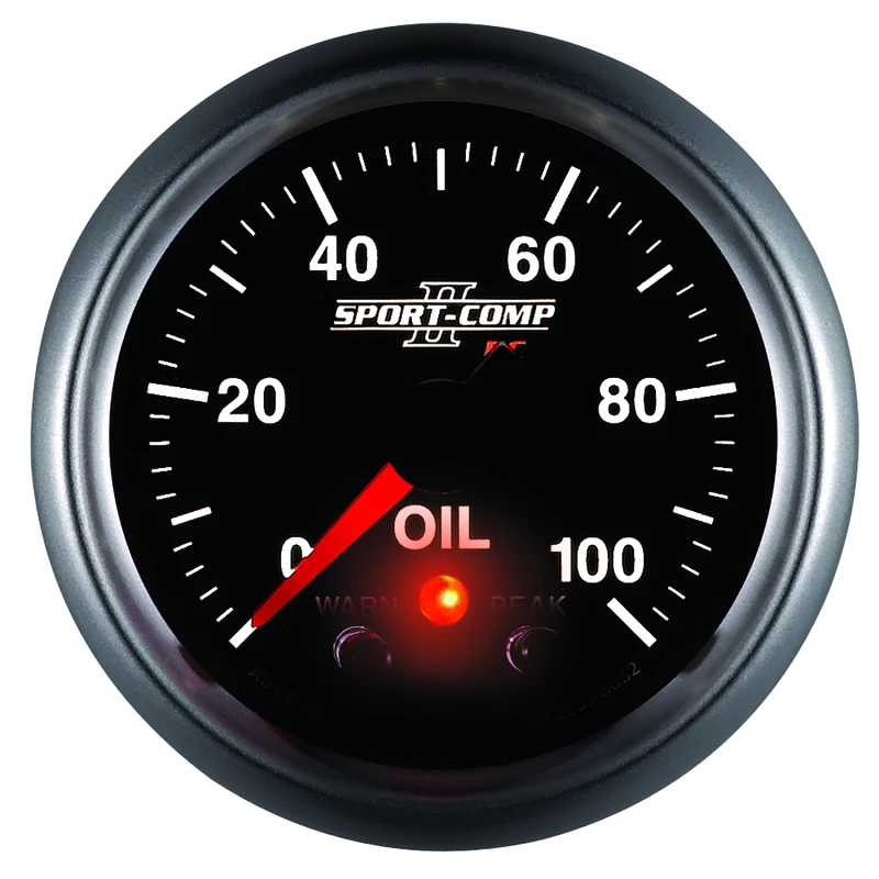 Autometer Sport-Comp II 52.4mm 0-100 PSI Oil Pressure Peak & Warn w/ Electronic Control Gauge