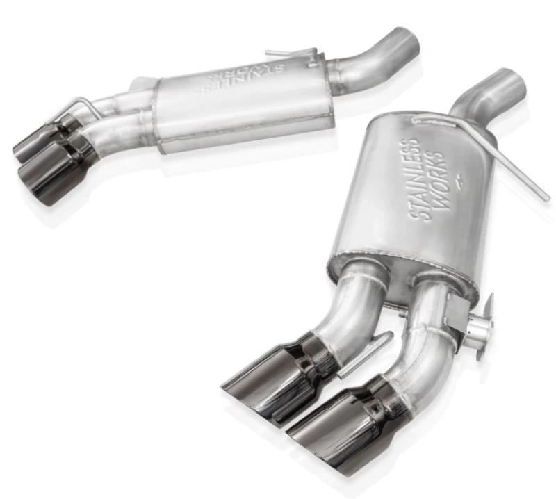 Stainless Works 16-21 Camaro SS 3 Zoll Legend Factory Connect Axle Back mit Ventil - 4 Zoll Quad Schwarze Endrohre