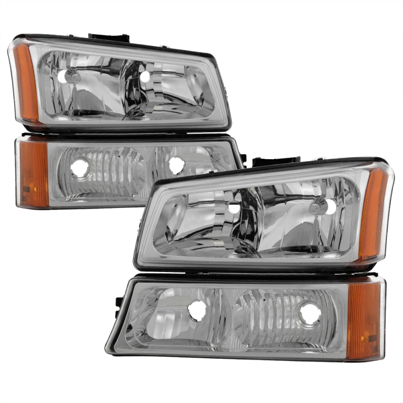 spyder_5064912-6794c777620b3 Xtune Chevy Silverado 2500HD 03-06 Crystal Headlights w/ Bumper Lights Chrome HD-JH-CSIL03-AM-C-SET