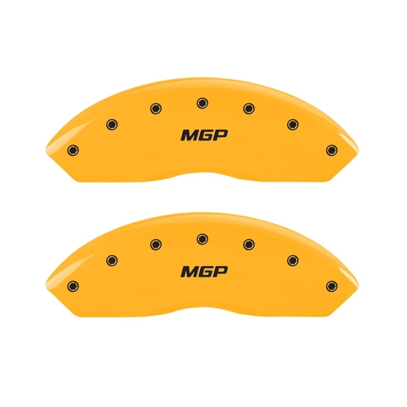 MGP 2 Bremse Caliper Abdeckungen Gravur Front MGP Gelb Finish Schwarze Zeichen 1998 Chevrolet Express 2500