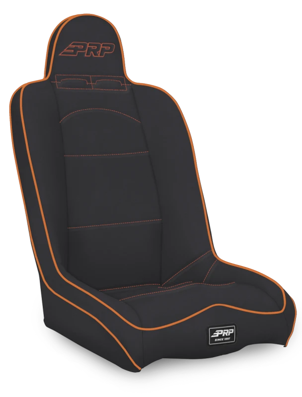 PRP Daily Driver High Back Suspension Seat- Black/Orange Vinyl