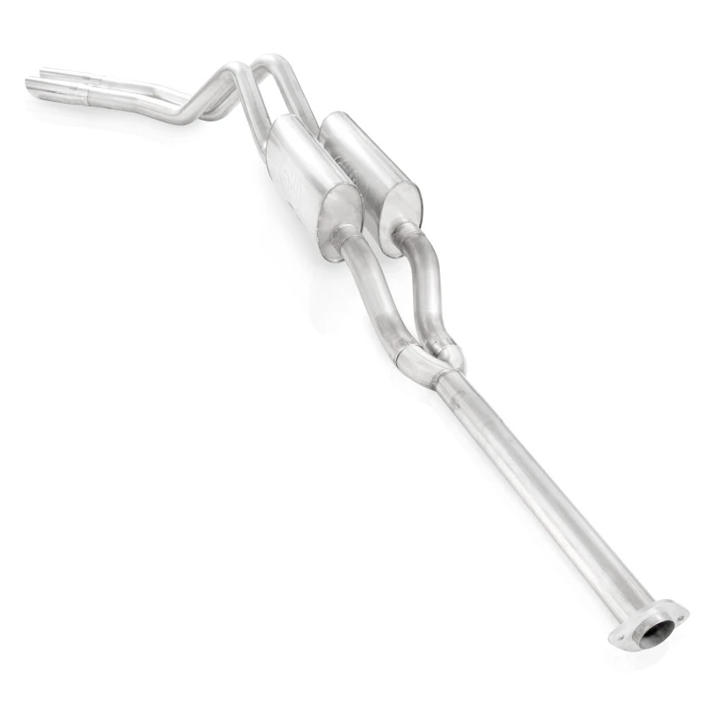 Stainless Works 2011-14 F-150 5.0L 3-Zoll-Abgasanlage Y-Rohr S-Rohr-Schalldämpfer hinter dem hinteren Reifen des Beifahrers